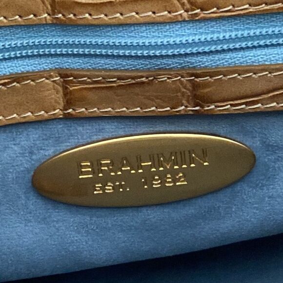 Brahmin Croc Embossed Leather Baguette Shoulder Bag - Picture 14 of 15